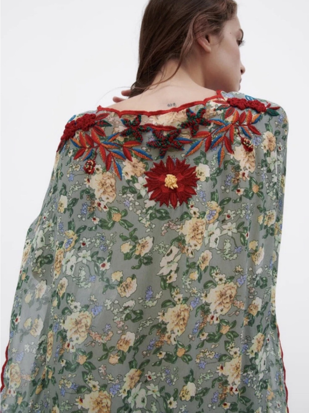 Zara Bohemian Embroidered Midi Tunic Dress with V-neck Size XS - Picture 4 of 10